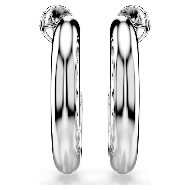 Sublima hoop earrings, White, Rhodium plated by SWAROVSKI