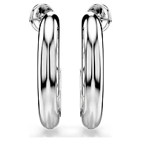 Sublima hoop earrings, White, Rhodium plated by SWAROVSKI
