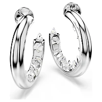 Sublima hoop earrings, White, Rhodium plated by SWAROVSKI