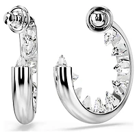 Sublima hoop earrings, White, Rhodium plated by SWAROVSKI