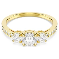 Stilla Attract ring, Round cut, White, 18K gold finish