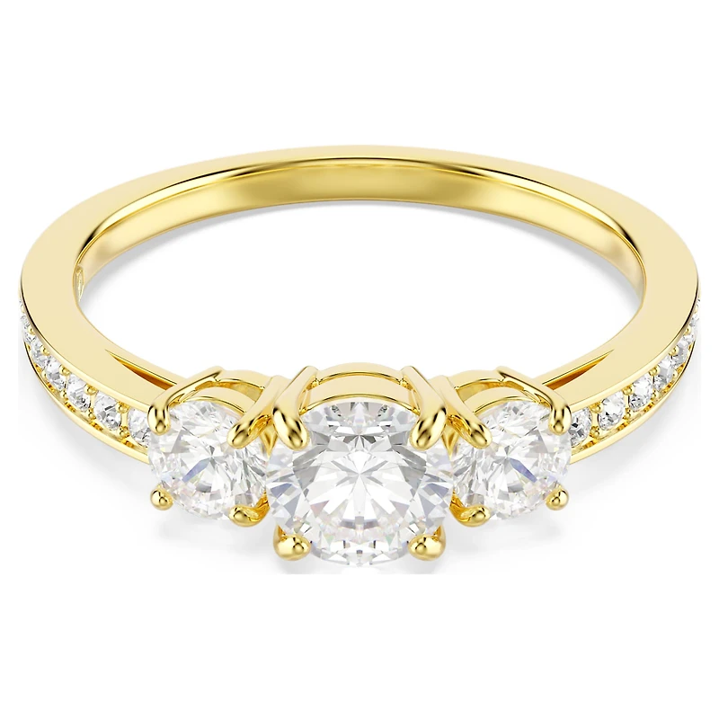Stilla Attract ring, Round cut, White, Gold-tone plated by SWAROVSKI