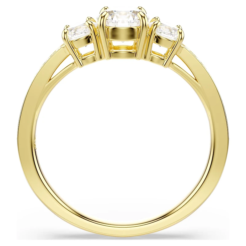 Stilla Attract ring, Round cut, White, 18K gold finish