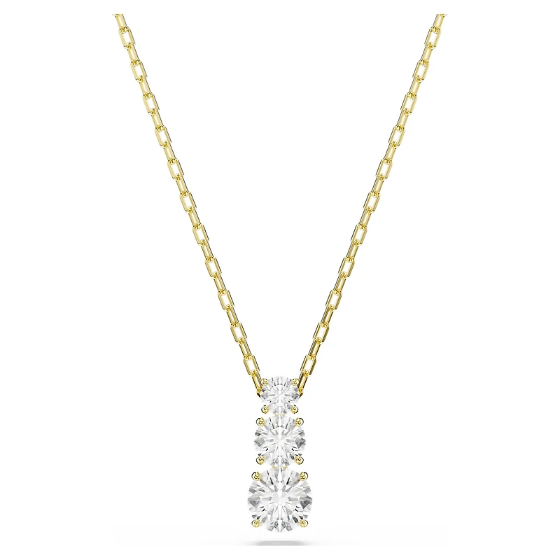 Stilla Attract pendant, Round cut, White, 18K gold finish
