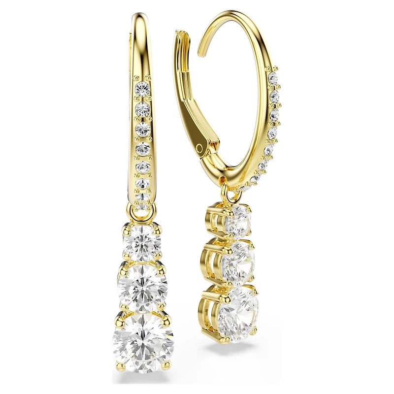 Stilla Attract hoop earrings, Round cut, White, 18K gold finish