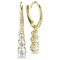 Stilla Attract hoop earrings, Round cut, White, 18K gold finish