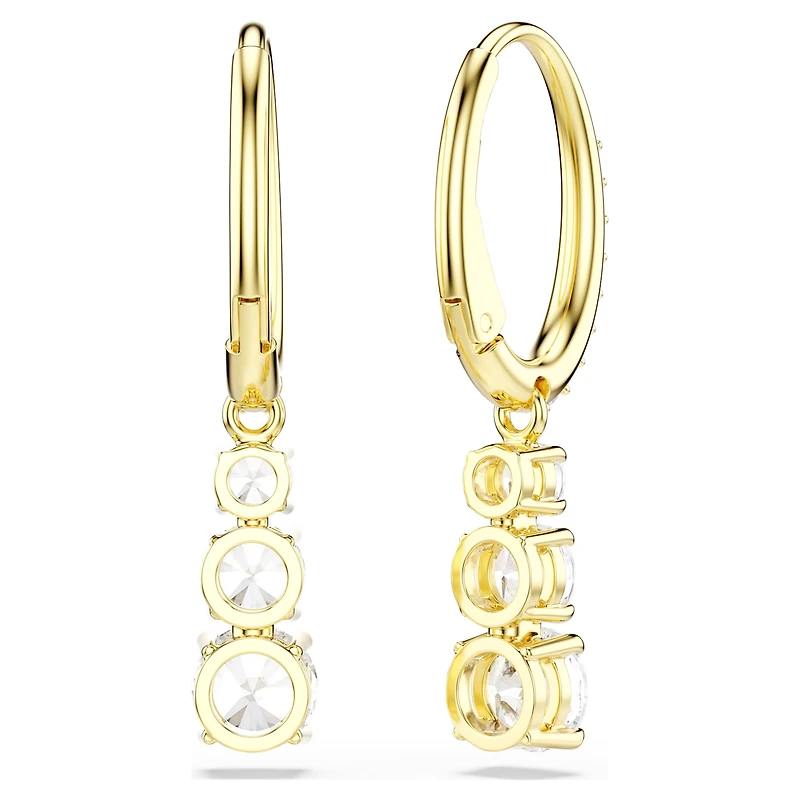 Stilla Attract hoop earrings, Round cut, White, 18K gold finish