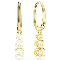 Stilla Attract hoop earrings, Round cut, White, 18K gold finish