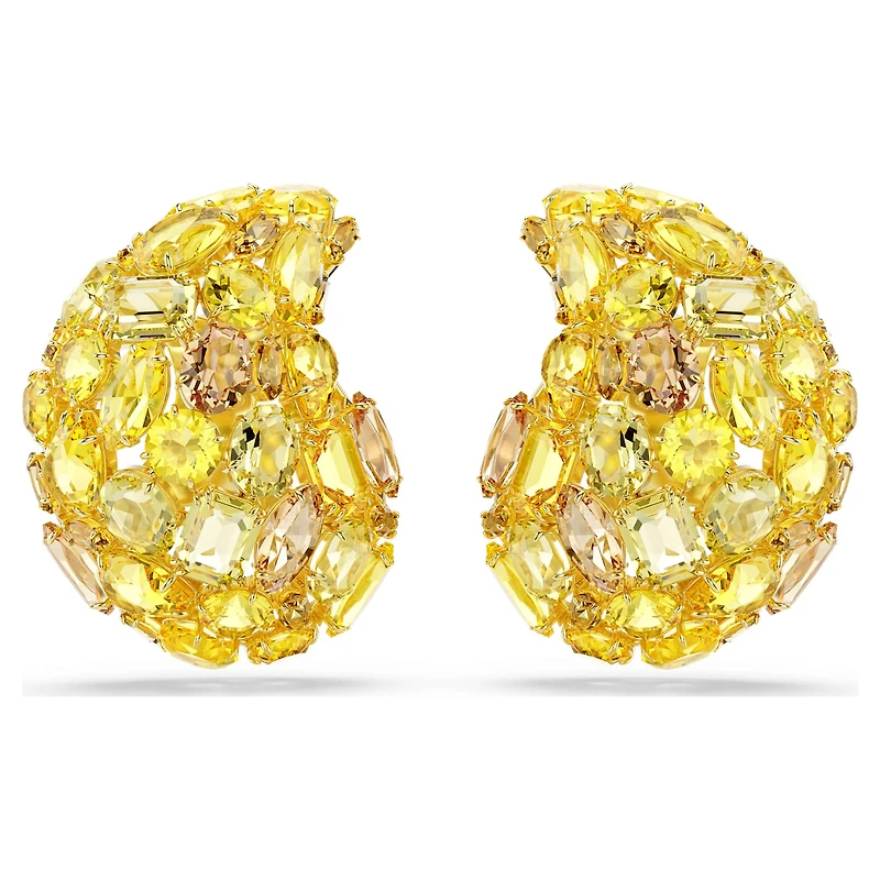 Gema clip earrings, Yellow, Gold-tone plated by SWAROVSKI