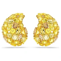 Gema clip earrings, Yellow, Gold-tone plated by SWAROVSKI