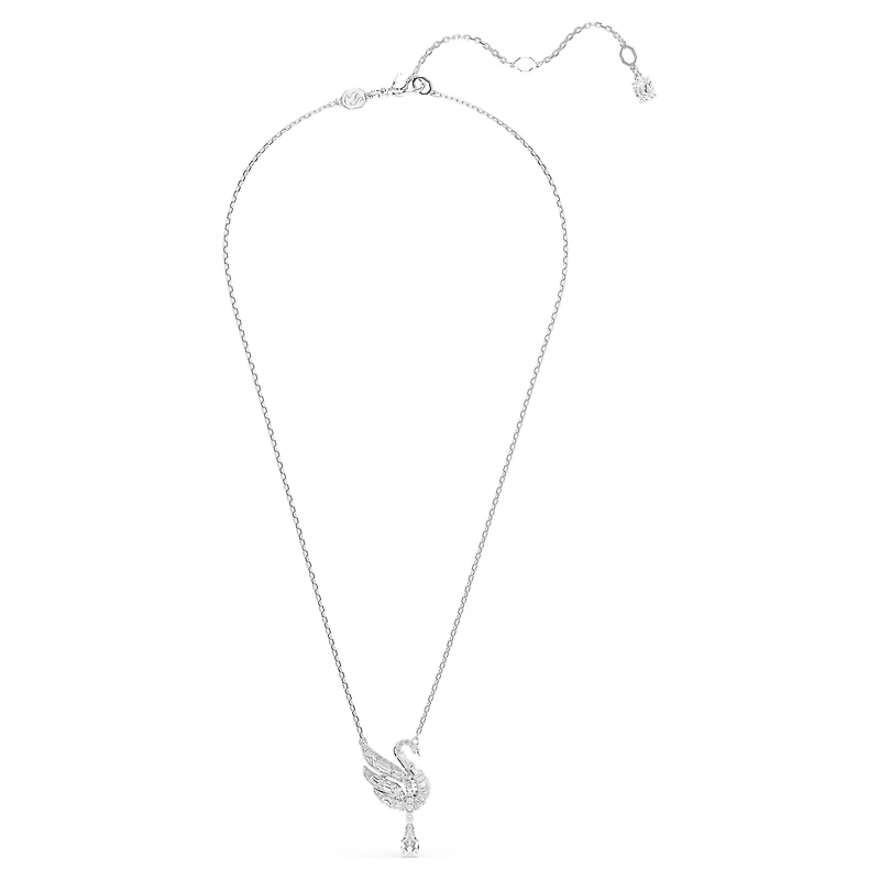 Swan pendant, Swan, White, Rhodium plated by SWAROVSKI