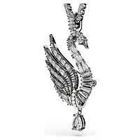 Swan pendant and brooch, Swan, White, Ruthenium plated by SWAROVSKI