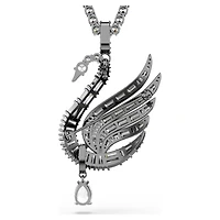 Swan pendant and brooch, Swan, White, Ruthenium plated by SWAROVSKI