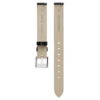 Watch strap, 12 mm (0.47") width, Leather, Black, Stainless steel by SWAROVSKI