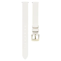 Watch strap, 12 mm (0.47") width, Leather, White, Champagne gold-tone finish by SWAROVSKI
