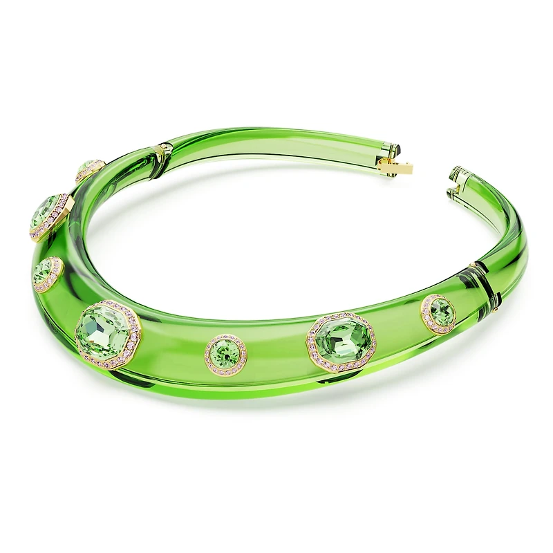 Dulcis choker, Mixed cuts, Green, Gold-tone plated by SWAROVSKI