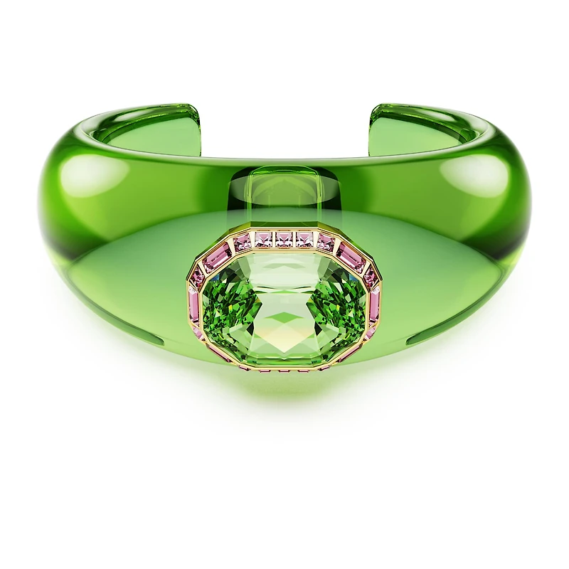 Dulcis cuff, Octagon cut, Green, Gold-tone plated by SWAROVSKI