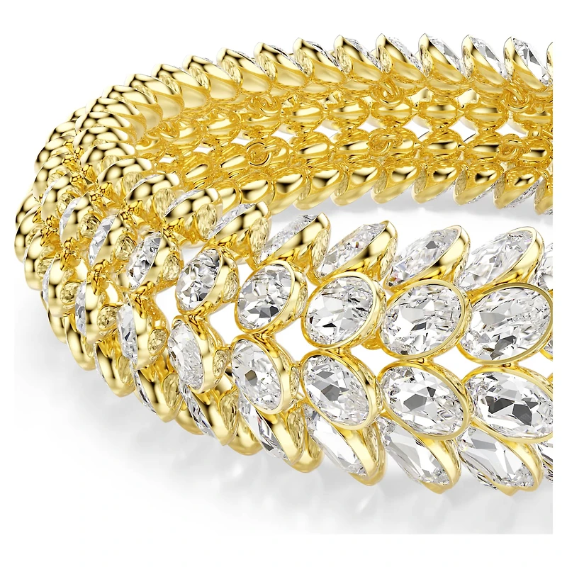 Idyllia bracelet, Oval cut, White, 18K gold finish