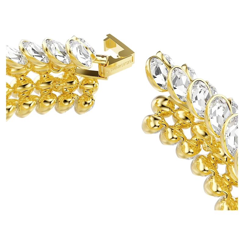 Idyllia bracelet, Oval cut, White, 18K gold finish
