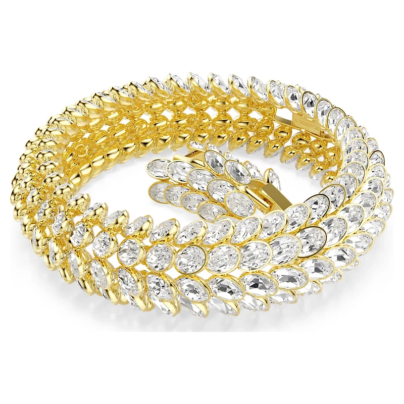 Idyllia bracelet, Oval cut, White, 18K gold finish