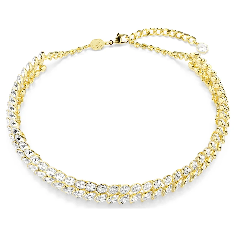 Idyllia choker, Oval cut, White, 18K gold finish