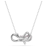 Lifelong Bow pendant, Bow, Pink, Rhodium plated by SWAROVSKI