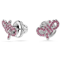 Lifelong Bow stud earrings, Bow, Pink, Rhodium plated by SWAROVSKI