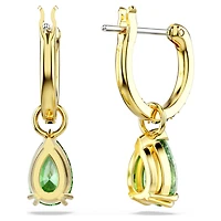 Attract drop earrings, Pear cut, Green, Gold-tone plated by SWAROVSKI