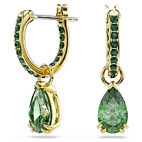 Attract drop earrings, Pear cut, Green, Gold-tone plated by SWAROVSKI