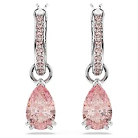 Attract drop earrings, Pear cut, Pink, Rhodium plated by SWAROVSKI