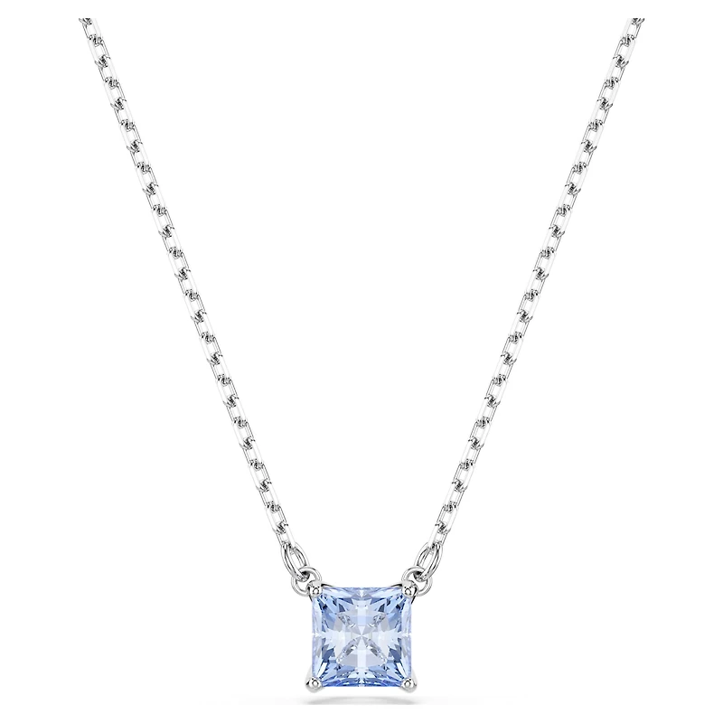Matrix pendant, Square cut, Blue, Rhodium plated by SWAROVSKI