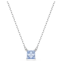 Matrix pendant, Square cut, Blue, Rhodium plated by SWAROVSKI