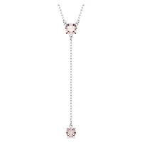 Attract Y necklace, Round cut, Pink, Rhodium plated by SWAROVSKI