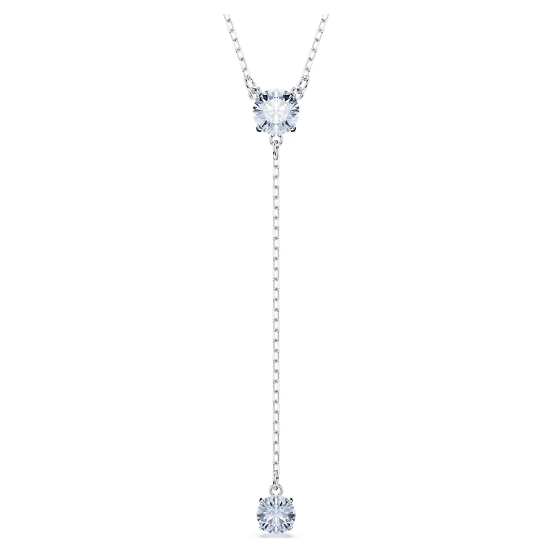Attract Y necklace, Round cut, Blue, Rhodium plated by SWAROVSKI
