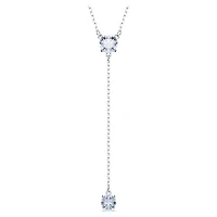 Attract Y necklace, Round cut, Blue, Rhodium plated by SWAROVSKI