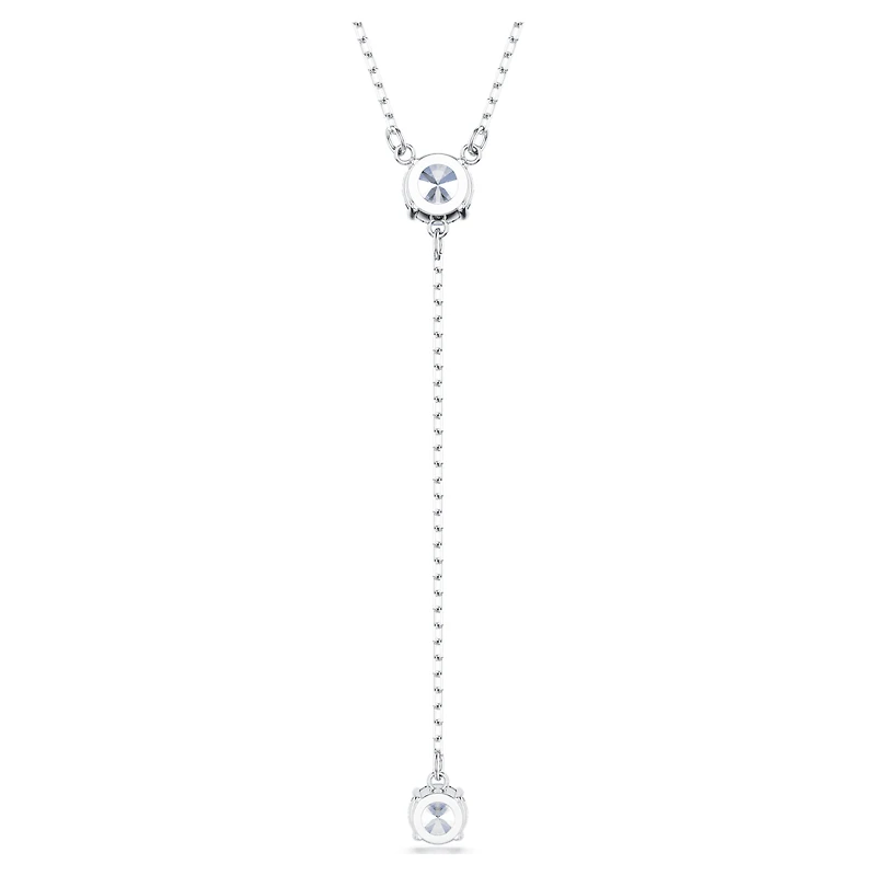 Attract Y necklace, Round cut, Blue, Rhodium plated by SWAROVSKI