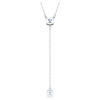 Attract Y necklace, Round cut, Blue, Rhodium plated by SWAROVSKI