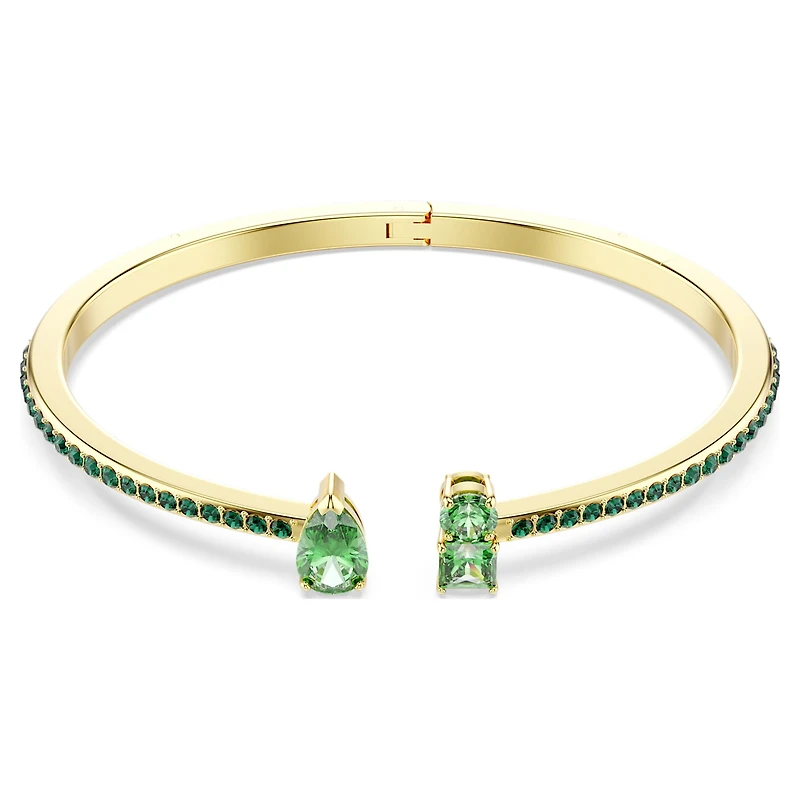 Matrix cuff, Mixed cuts, Green, Gold-tone plated by SWAROVSKI