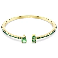 Matrix cuff, Mixed cuts, Green, Gold-tone plated by SWAROVSKI