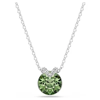 Bella V pendant, Round cut, Green, Rhodium plated by SWAROVSKI