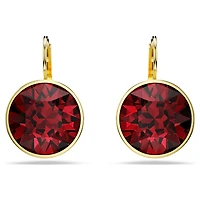 Bella drop earrings, Round cut, Red, Gold-tone plated by SWAROVSKI