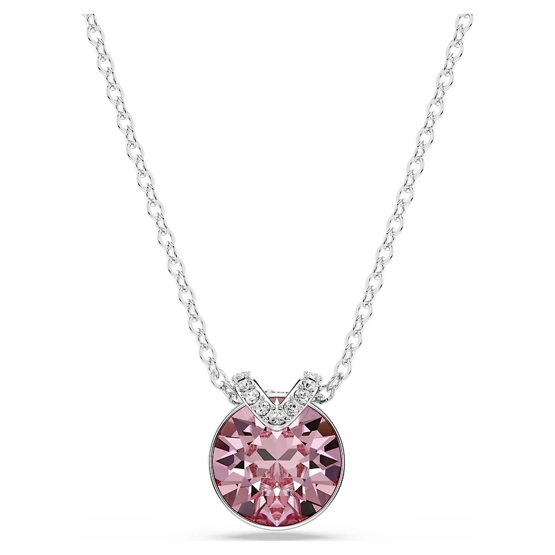 Bella V pendant, Round cut, Pink
