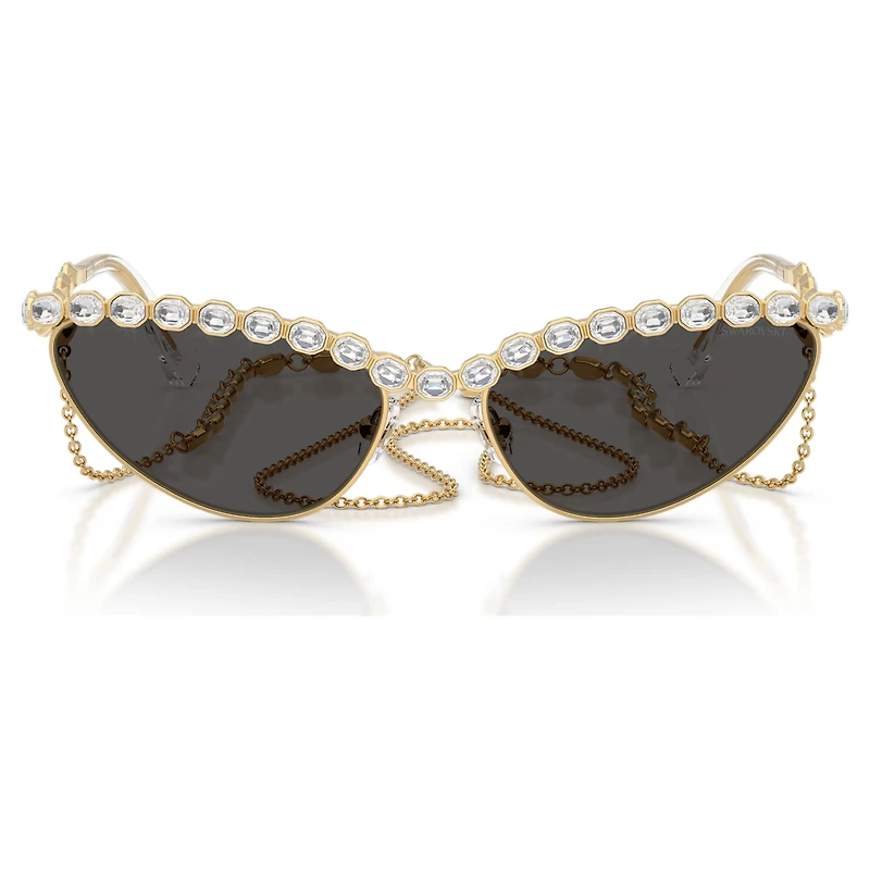 Sunglasses, Cat-eye shape, Chain, Gray by SWAROVSKI