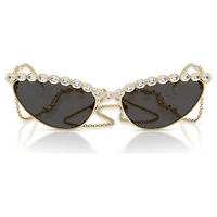 Sunglasses, Cat-eye shape, Chain, Gray by SWAROVSKI