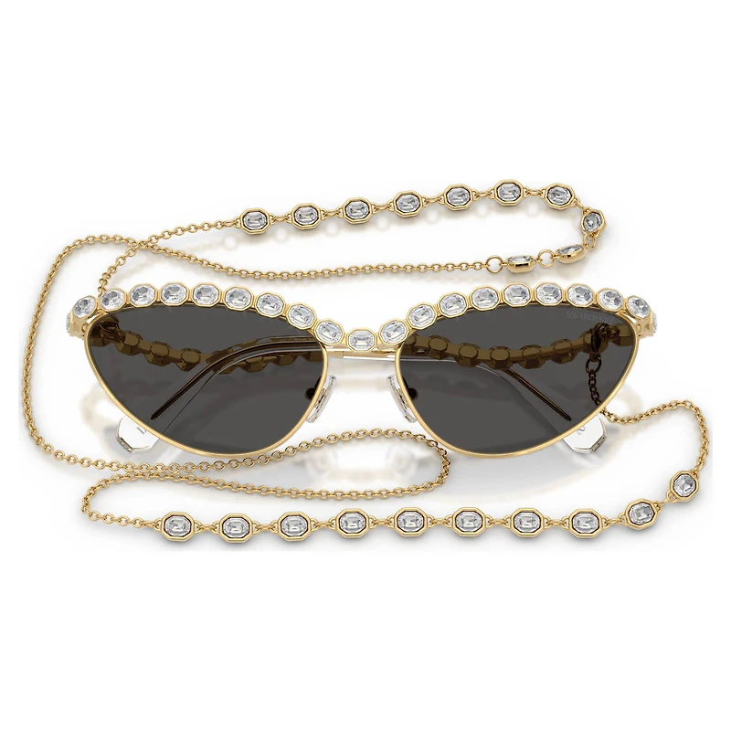 Sunglasses, Cat-eye shape, Chain, Gray by SWAROVSKI