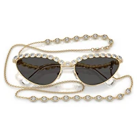 Sunglasses, Cat-eye shape, Chain, Gray by SWAROVSKI