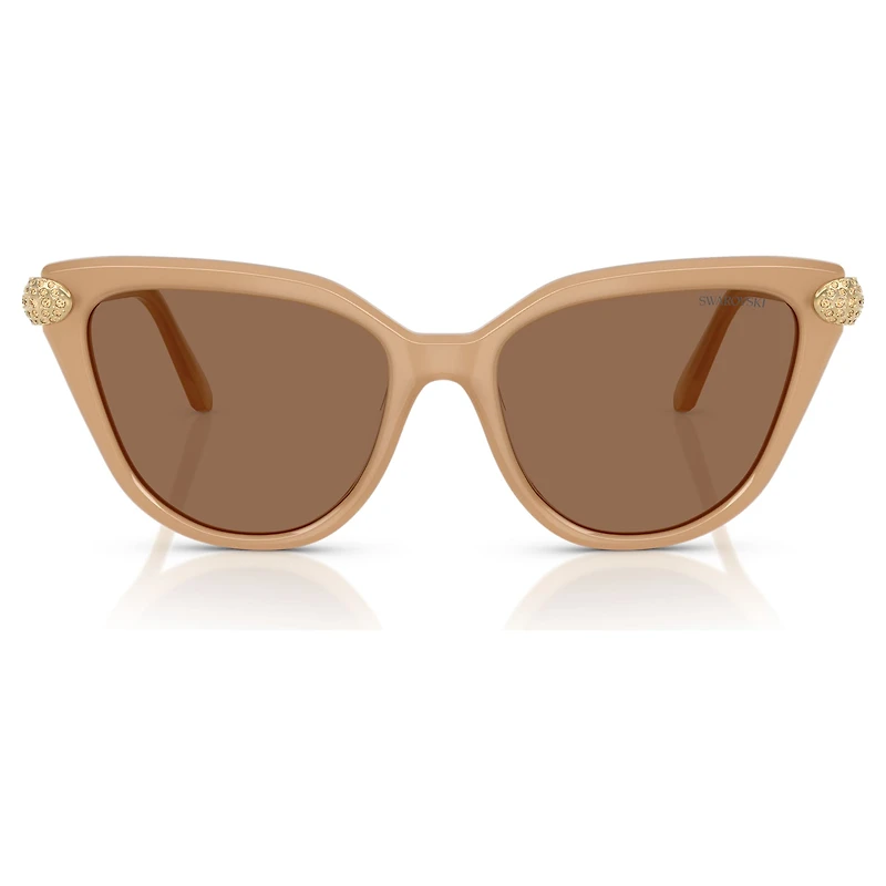 Sunglasses, Cat-Eye shape, Beige by SWAROVSKI