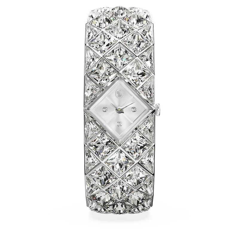 Curiosa bangle watch, Crystal bracelet, Silver Tone, Stainless steel by SWAROVSKI