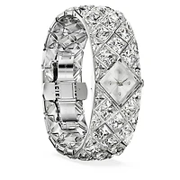 Curiosa bangle watch, Crystal bracelet, Silver Tone, Stainless steel by SWAROVSKI