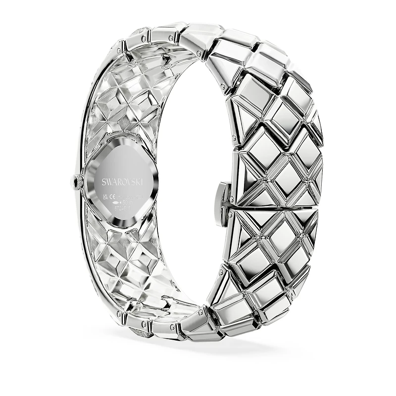Curiosa bangle watch, Crystal bracelet, Silver tone, Stainless steel by SWAROVSKI